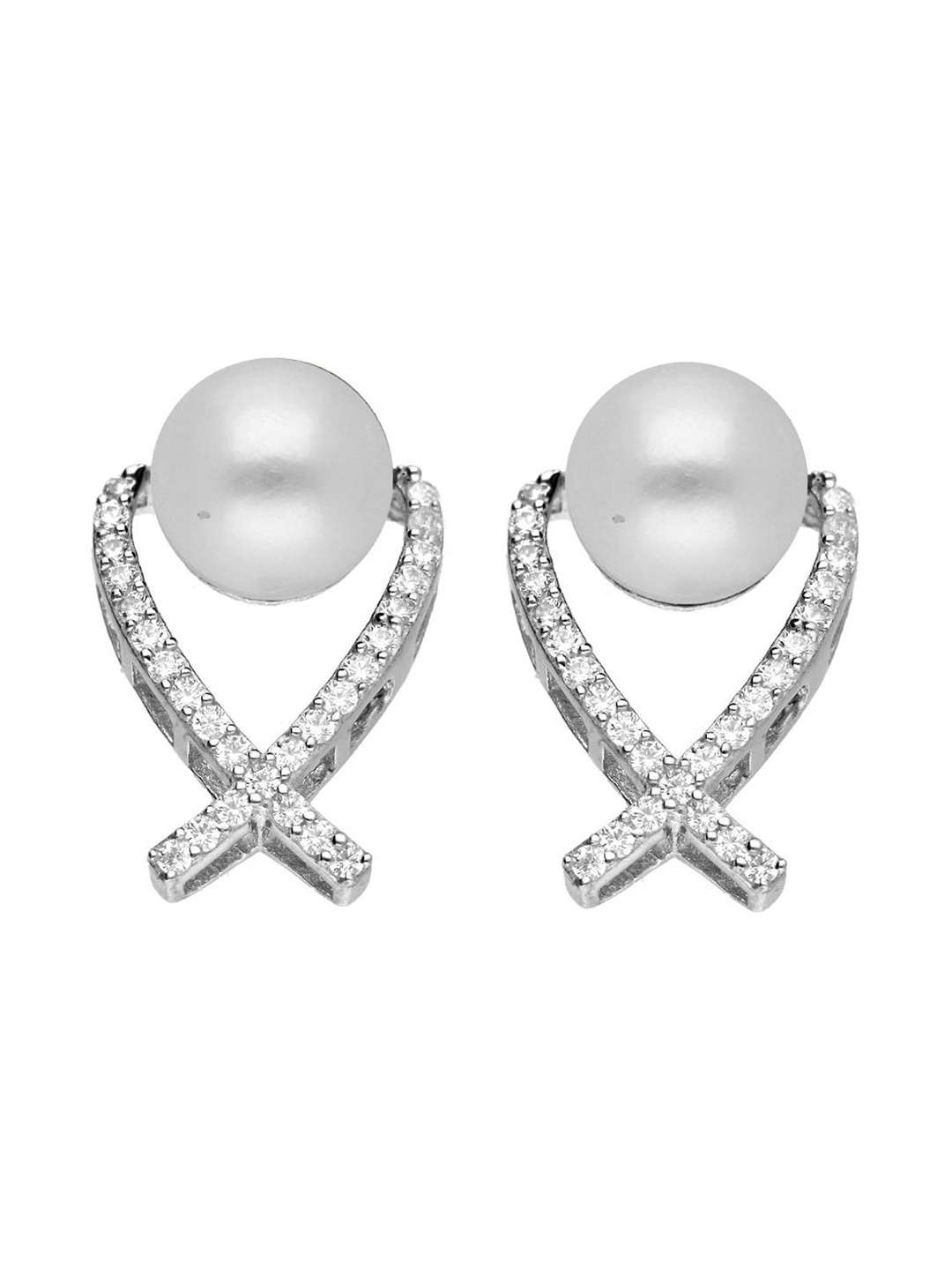 Sri Jagdamba Pearls Dealer Sterling Silver-Plated Contemporary Pearl Antique Studs, White
Sri Jagdamba Pearls Dealer Sterling Silver-Plated Contemporary Pearl Antique Studs, White