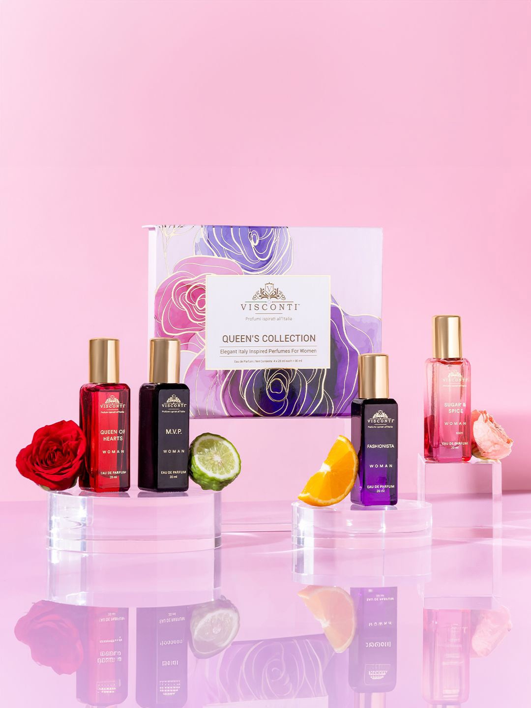 VISCONTI Set Of 4 Queens Collection Long Lasting & Anti Stain Eau De Parfum- 20 ml Each, Transparent
VISCONTI Set Of 4 Queens Collection Long Lasting & Anti Stain Eau De Parfum- 20 ml Each, Transparent