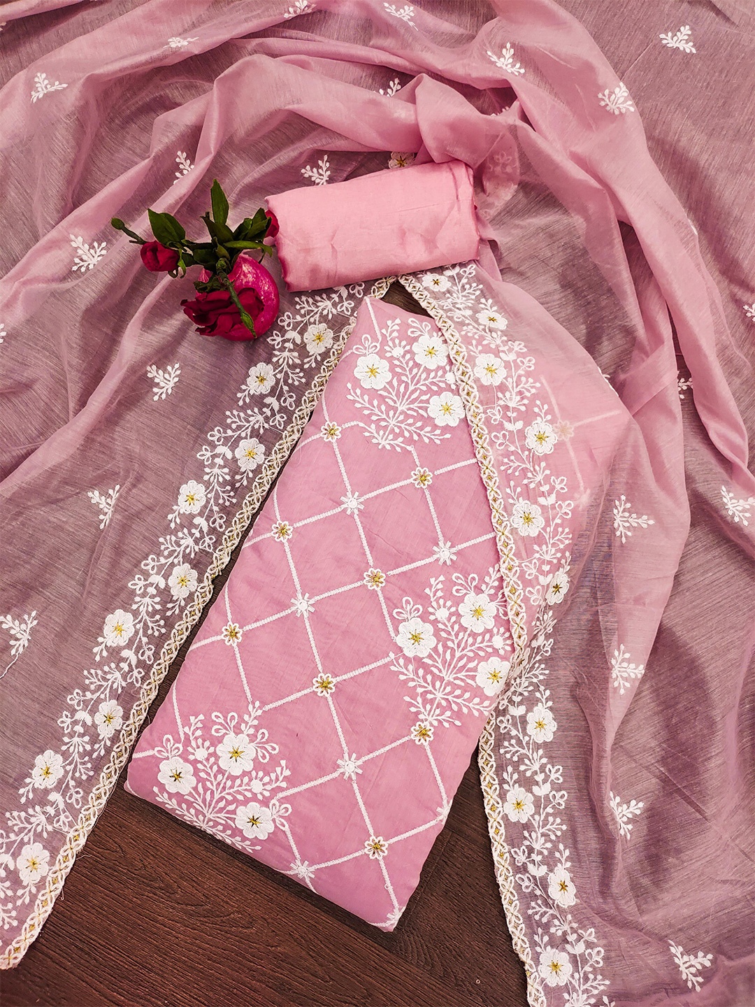 SHADOW & SAINING Floral Embroidered Beads & Stones Chanderi Unstitched Dress Material, Pink
SHADOW & SAINING Floral Embroidered Beads & Stones Chanderi Unstitched Dress Material, Pink