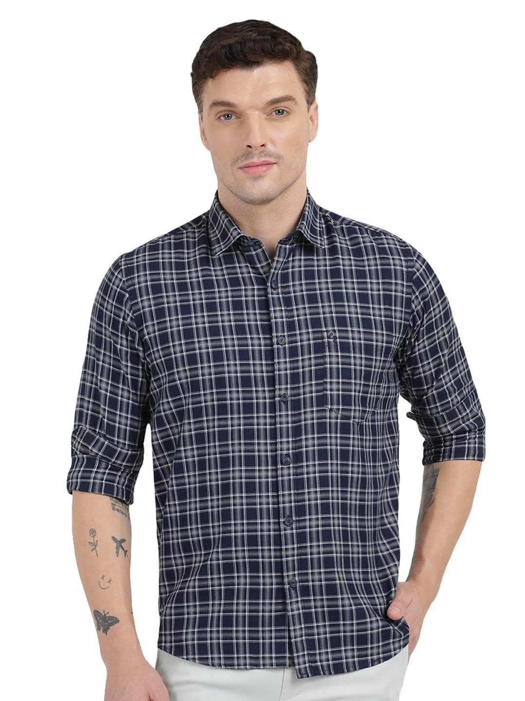 Clarke Gable Men Checked Tartan Checks Trim Slim Fit Opaque Cotton Casual Shirt, Blue
Clarke Gable Men Checked Tartan Checks Trim Slim Fit Opaque Cotton Casual Shirt, Blue