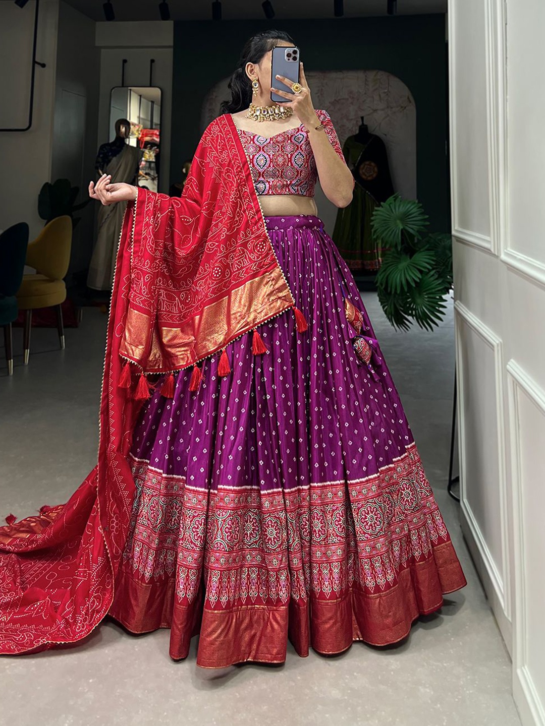 RADHVI BIZ Printed Ready to Wear Lehenga & Semi-Stitched Blouse With Dupatta, Purple
RADHVI BIZ Printed Ready to Wear Lehenga & Semi-Stitched Blouse With Dupatta, Purple