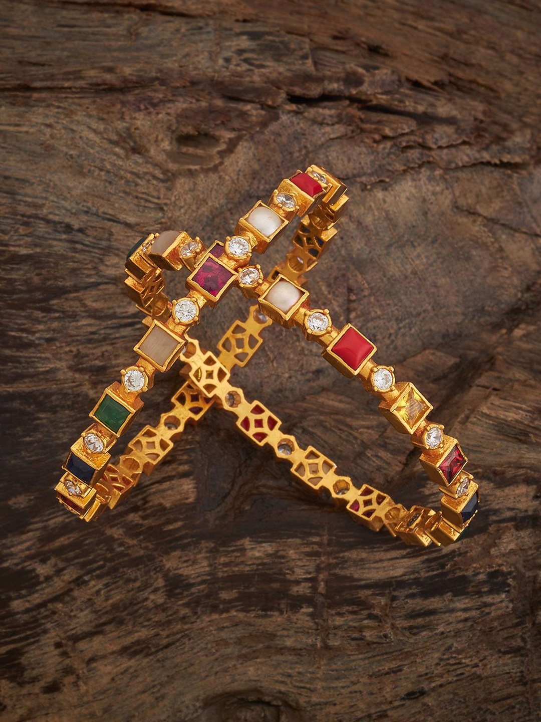 Kushal's Fashion Jewellery Set Of 2 92.5 Pure Silver Gold-Plated Navaratna Temple Bangles
Kushal's Fashion Jewellery Set Of 2 92.5 Pure Silver Gold-Plated Navaratna Temple Bangles