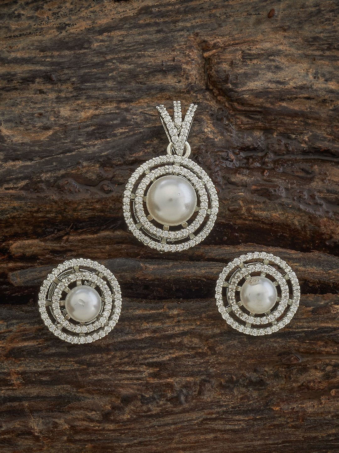 Kushal's Fashion Jewellery Rhodium-Plated Zircon Studded Party Pendant Earring Set, Silver
Kushal's Fashion Jewellery Rhodium-Plated Zircon Studded Party Pendant Earring Set, Silver