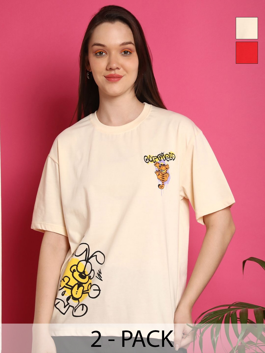 Tromko Women Pack of 2 Garfield Graphic Printed Round Neck Cotton Relaxed Fit T-shirts, Red
Tromko Women Pack of 2 Garfield Graphic Printed Round Neck Cotton Relaxed Fit T-shirts, Red