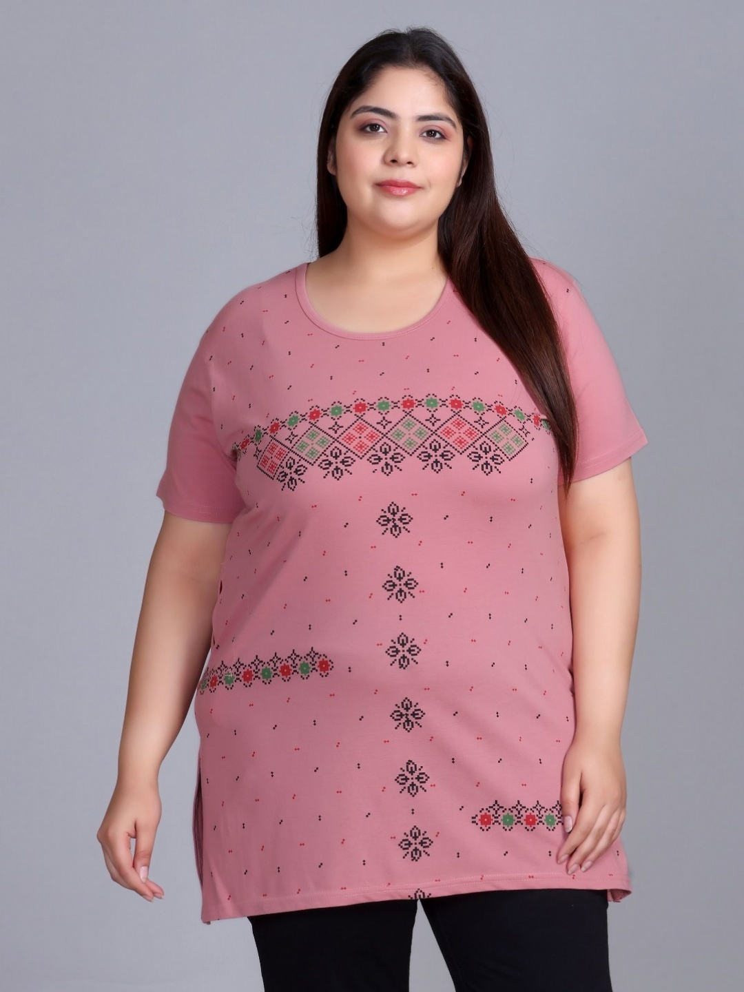 IN Love Plus Size Floral Printed Round Neck Short Sleeves Longline Cotton T-Shirt, Magenta
IN Love Plus Size Floral Printed Round Neck Short Sleeves Longline Cotton T-Shirt, Magenta