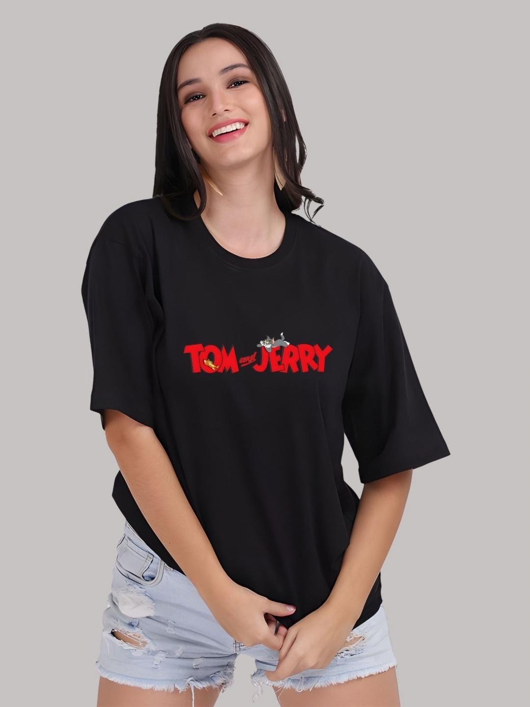 SZN Women Tom & Jerry Graphic Printed Round Neck Cotton Oversized T-shirt, Black
SZN Women Tom & Jerry Graphic Printed Round Neck Cotton Oversized T-shirt, Black