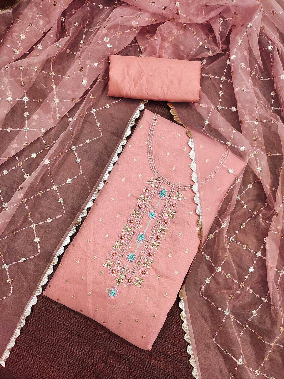 SHADOW & SAINING Floral Woven Design Organza Jacquard Semi-Stitched Dress Material, Pink
SHADOW & SAINING Floral Woven Design Organza Jacquard Semi-Stitched Dress Material, Pink