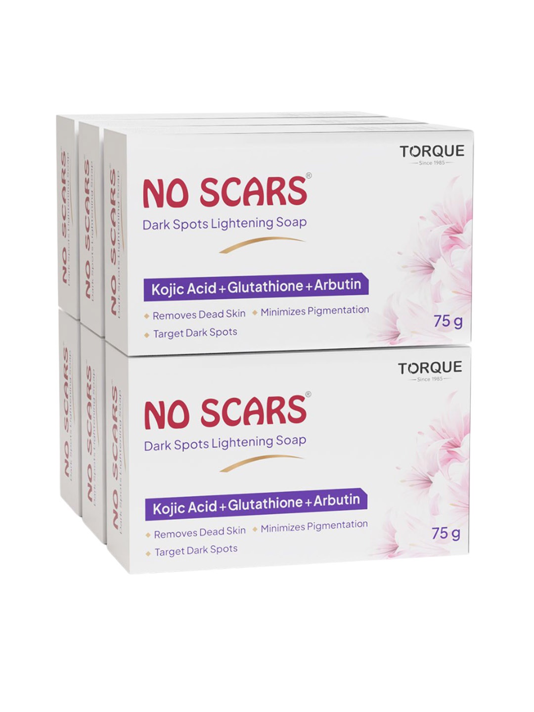 NO SCARS Set Of 6 Kojic Acid & Glutathione Soap For Skin Brightening - 75 g Each, White
NO SCARS Set Of 6 Kojic Acid & Glutathione Soap For Skin Brightening - 75 g Each, White