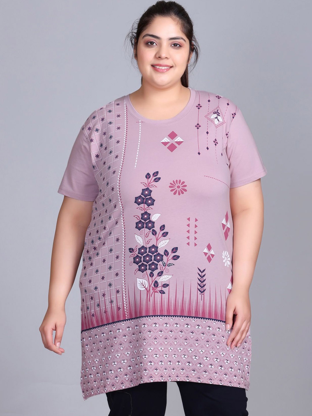 IN Love Plus Size Floral Printed Round Neck Short Sleeves Longline Cotton T-Shirt, Pink
IN Love Plus Size Floral Printed Round Neck Short Sleeves Longline Cotton T-Shirt, Pink