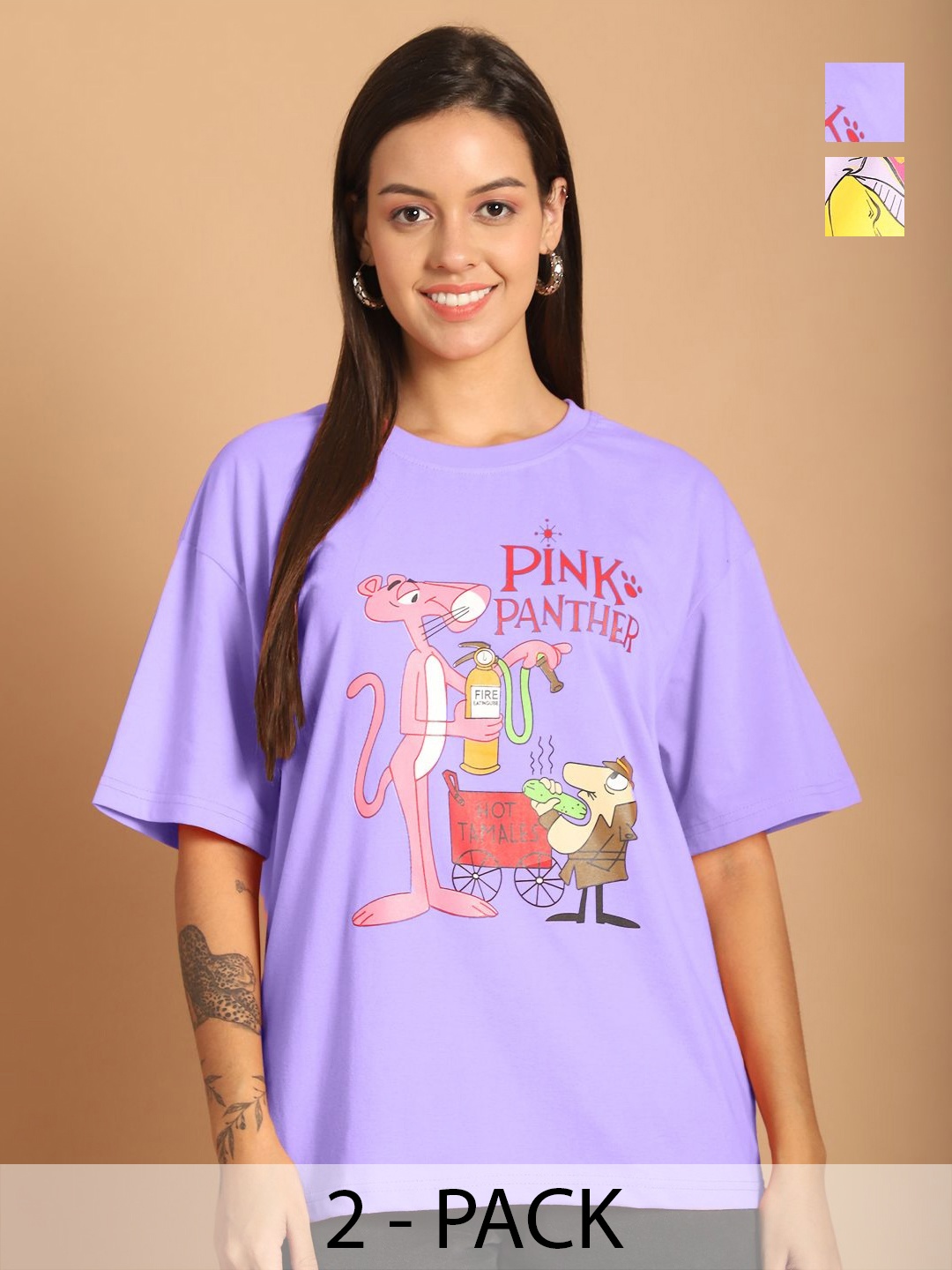 Tromko Women Pack of 2 Graphic Printed Round Neck Cotton Relaxed Fit T-shirts, Lavender
Tromko Women Pack of 2 Graphic Printed Round Neck Cotton Relaxed Fit T-shirts, Lavender