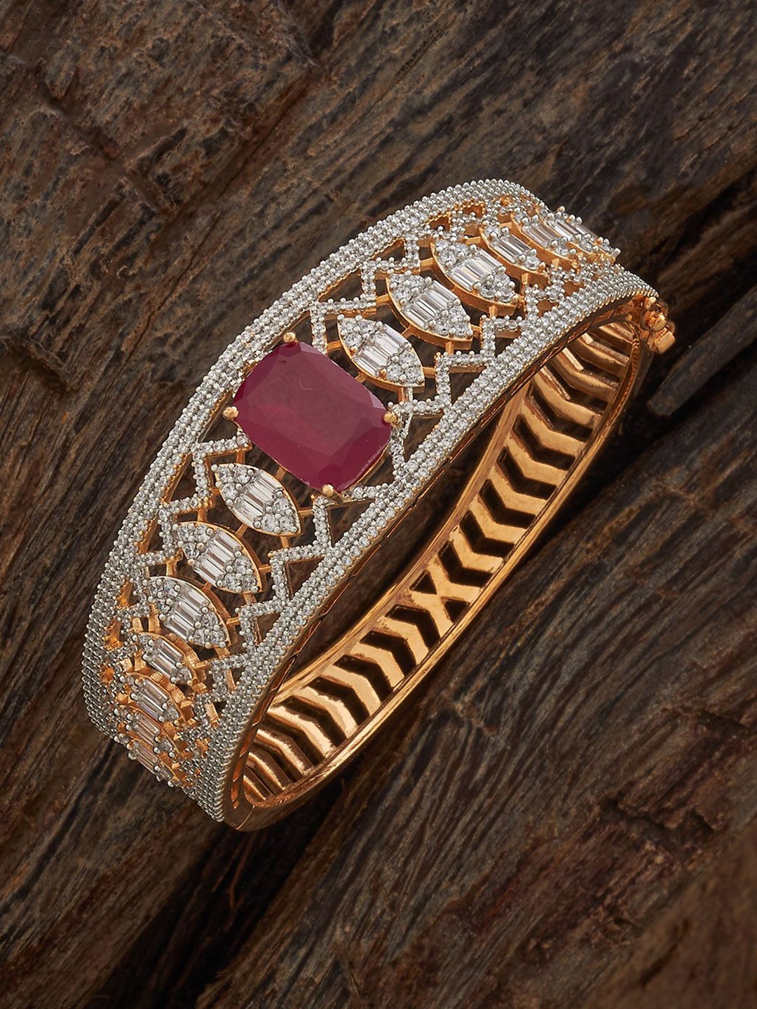 Kushal's Fashion Jewellery Gold Plated Ruby Cubic Zircon Studded Kada Bangle
Kushal's Fashion Jewellery Gold Plated Ruby Cubic Zircon Studded Kada Bangle