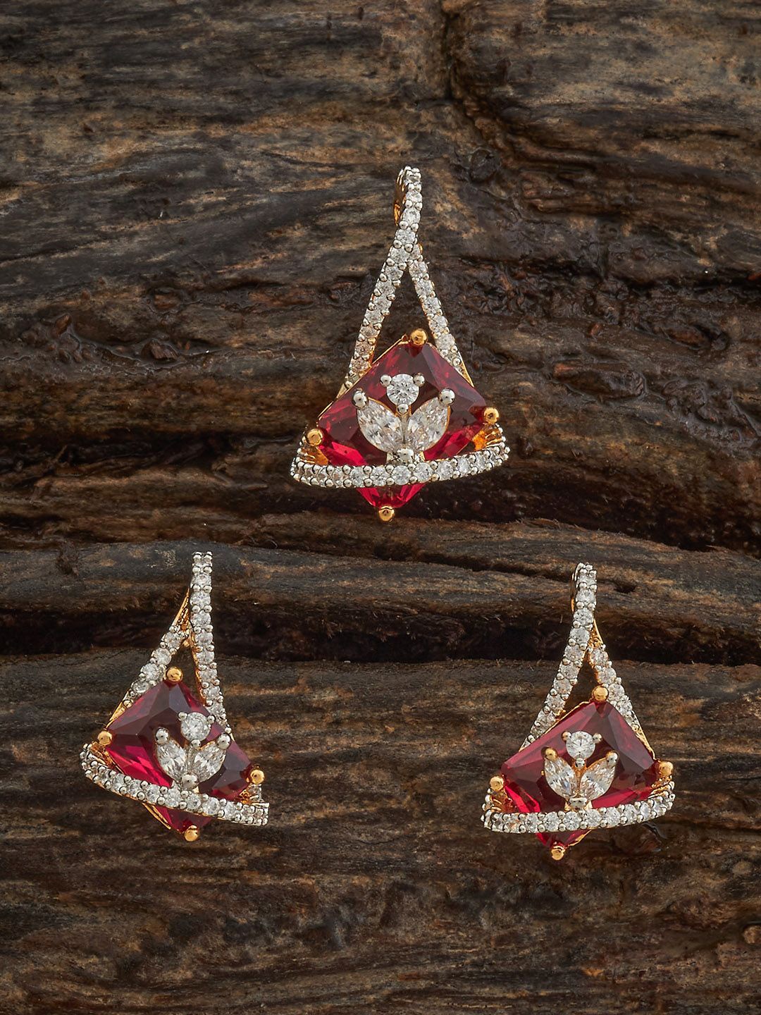 Kushal's Fashion Jewellery Gold-Plated Zircon & Ruby Studded Party Pendant Earring Set
Kushal's Fashion Jewellery Gold-Plated Zircon & Ruby Studded Party Pendant Earring Set