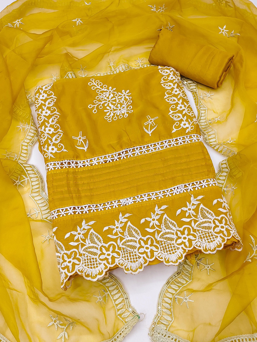 SHADOW & SAINING Floral Embroidered Thread Work Organza Unstitched Dress Material, Yellow
SHADOW & SAINING Floral Embroidered Thread Work Organza Unstitched Dress Material, Yellow
