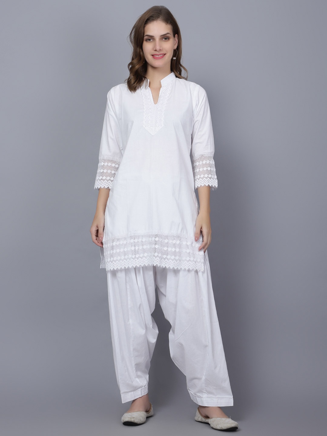 Trendzmy Mandarin Collar Lace-up Detail Pure Cotton Straight Kurti With Salwar, White
Trendzmy Mandarin Collar Lace-up Detail Pure Cotton Straight Kurti With Salwar, White