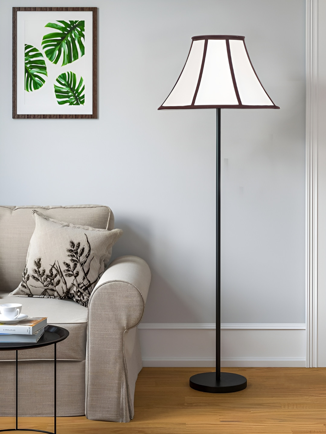 Devansh White & Brown Striped Frustum Floor Lamps 
Devansh White & Brown Striped Frustum Floor Lamps