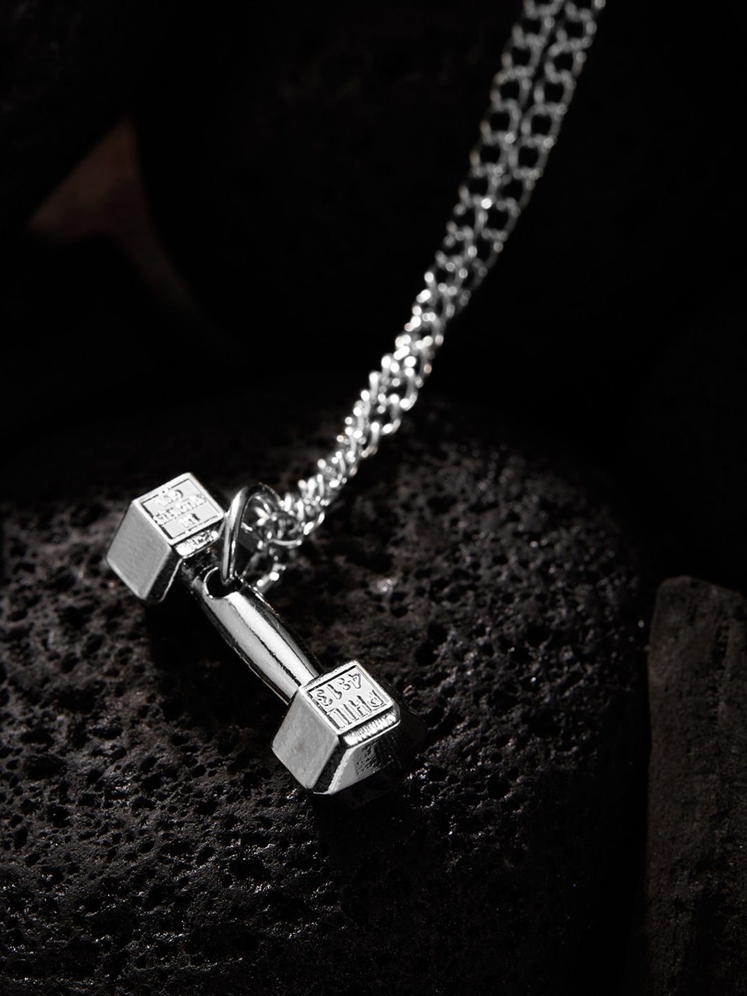 The Roadster Lifestyle Co. Go Fit Men Stainless Steel Dumbbell Shaped Pendant With Chain, Silver
The Roadster Lifestyle Co. Go Fit Men Stainless Steel Dumbbell Shaped Pendant With Chain, Silver