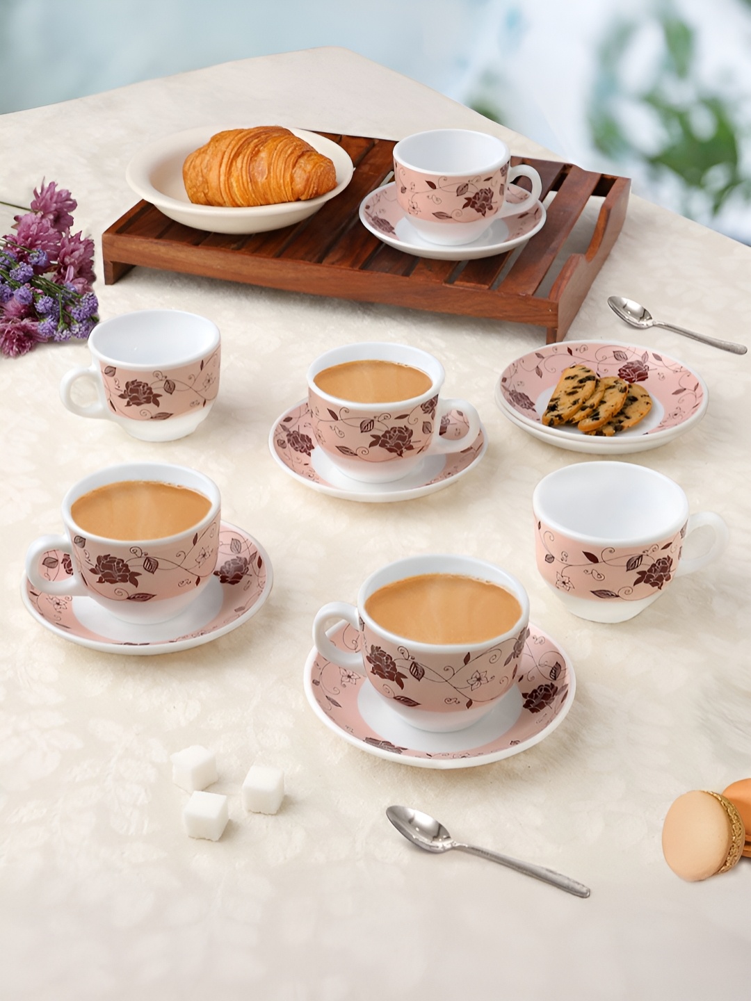 Larah by BOROSIL 12 Pieces White & Brown Printed Opalware Glossy Tea Set - 120 ml Each
Larah by BOROSIL 12 Pieces White & Brown Printed Opalware Glossy Tea Set - 120 ml Each