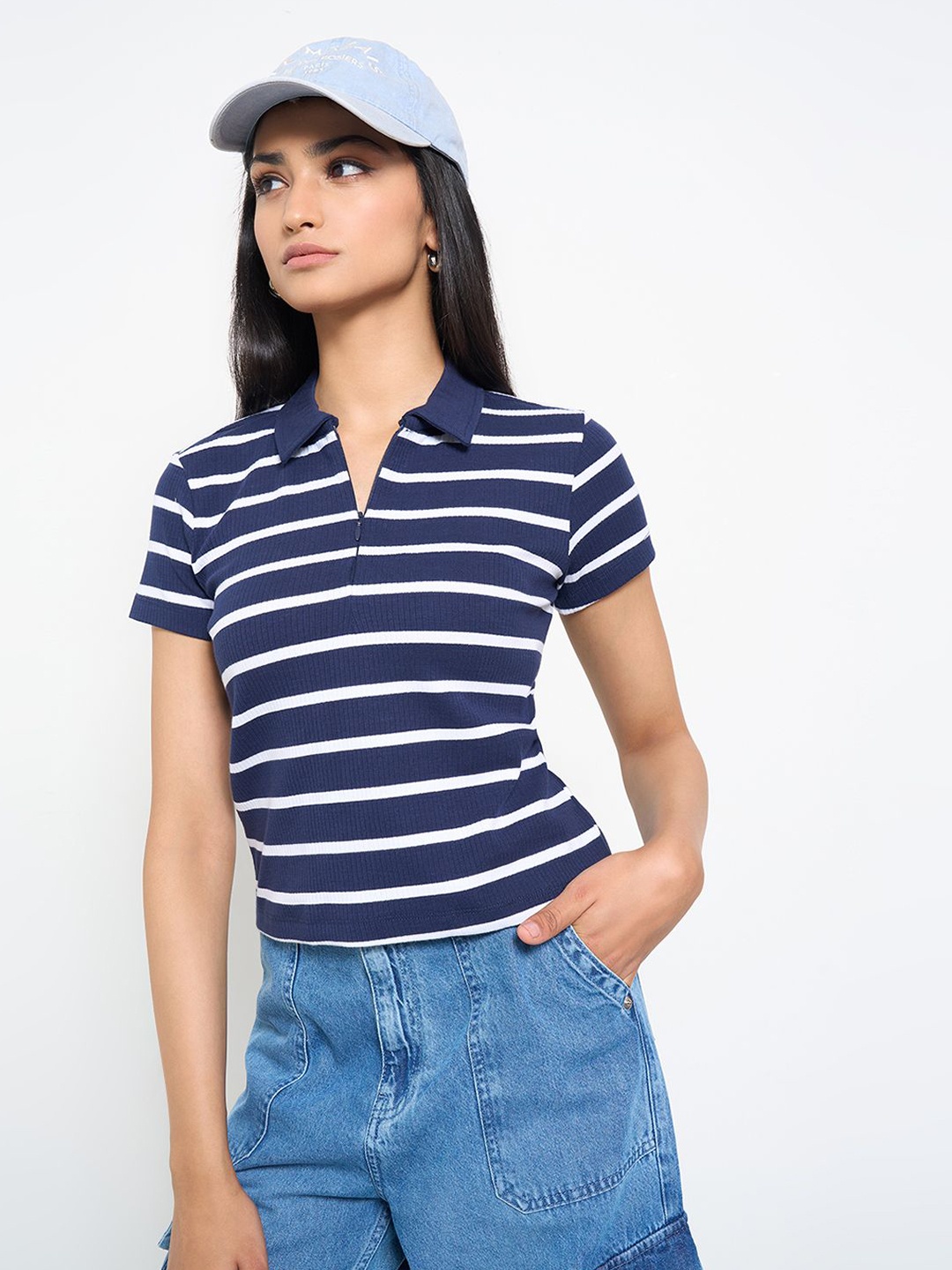 SF JEANS by Pantaloons Women Horizontal Stripes Striped Cotton Shirt Style Top, Blue
SF JEANS by Pantaloons Women Horizontal Stripes Striped Cotton Shirt Style Top, Blue