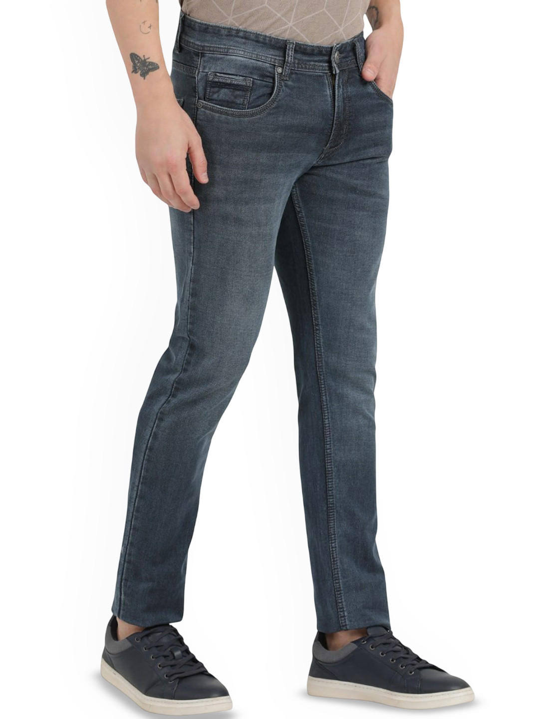 Clarke Gable Men Skinny Fit Light Fade Cotton Stretchable Jeans, Black 
Clarke Gable Men Skinny Fit Light Fade Cotton Stretchable Jeans, Black