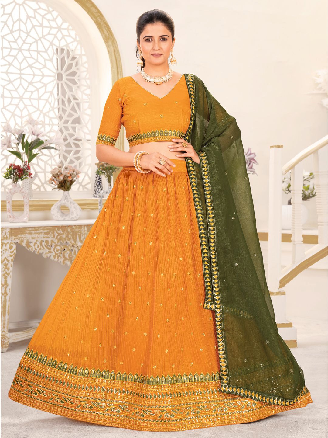 Jogmaya Fashion Embroidered Ready to Wear Lehenga & Unstitched Blouse With Dupatta, Yellow
Jogmaya Fashion Embroidered Ready to Wear Lehenga & Unstitched Blouse With Dupatta, Yellow