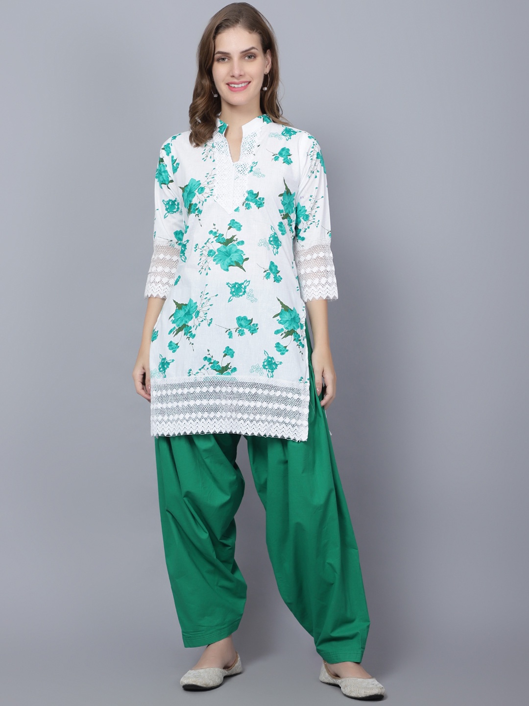 Trendzmy Floral Printed Mandarin Collar Pure Cotton Straight Kurti With Salwar, Green
Trendzmy Floral Printed Mandarin Collar Pure Cotton Straight Kurti With Salwar, Green