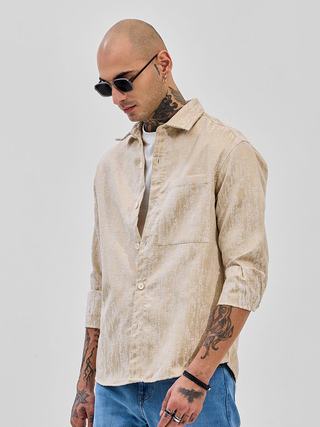 Snitch Men Relaxed Fit Spread Collar Textured Casual Shirt, Beige
Snitch Men Relaxed Fit Spread Collar Textured Casual Shirt, Beige