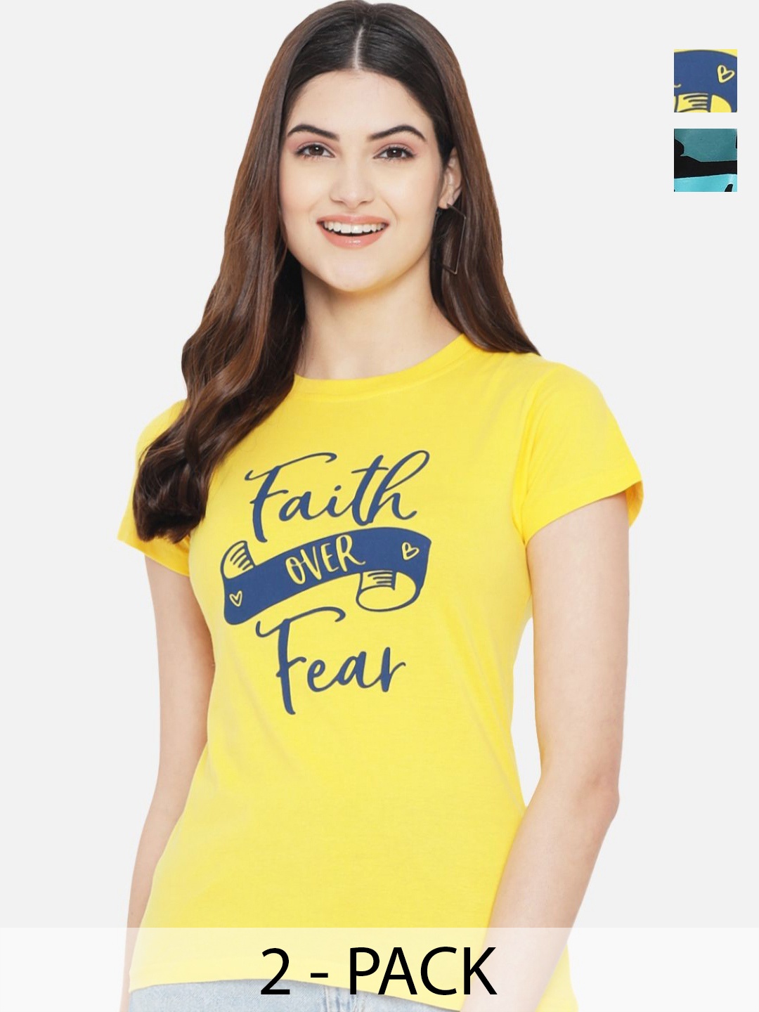 Tromko Women Pack of 2 Typography Printed Round Neck Cotton Regular Fit T-shirts, Yellow
Tromko Women Pack of 2 Typography Printed Round Neck Cotton Regular Fit T-shirts, Yellow