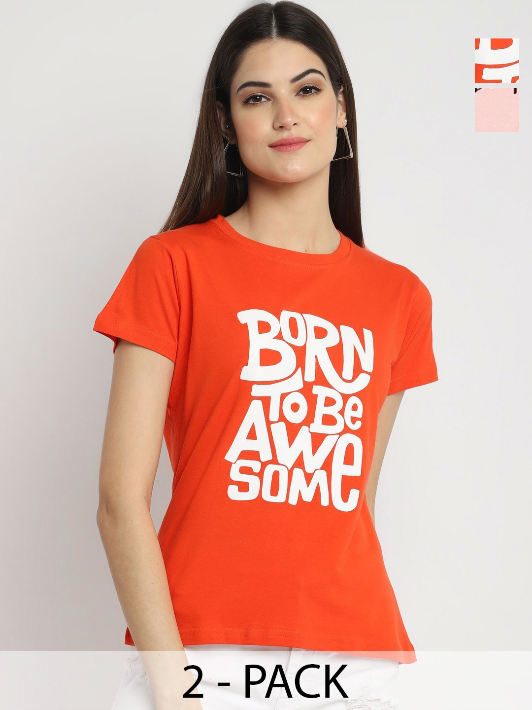 Tromko Women Pack of 2 Typography Printed Round Neck Cotton Regular Fit T-shirts, Orange
Tromko Women Pack of 2 Typography Printed Round Neck Cotton Regular Fit T-shirts, Orange