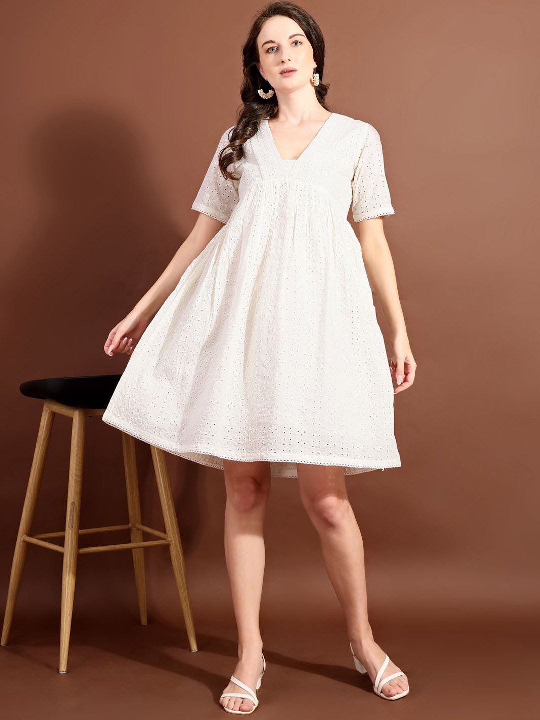 Tikhi Crocio Self Design Schiffli Embroidered Lace Insert Empire Ethnic Dress, Off white
Tikhi Crocio Self Design Schiffli Embroidered Lace Insert Empire Ethnic Dress, Off white