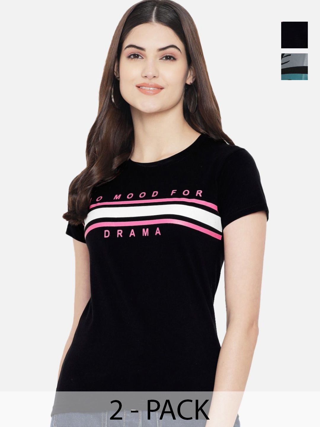 Tromko Women Pack of 2 Typography Printed Round Neck Cotton Regular Fit T-shirts, Black
Tromko Women Pack of 2 Typography Printed Round Neck Cotton Regular Fit T-shirts, Black