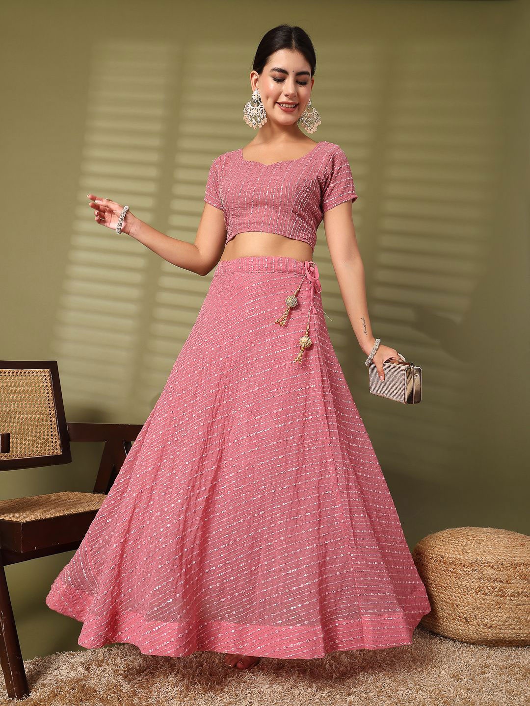 Clora Creation Embellished Sequinned Sweetheart Neck Blouse & Ready to Wear Lehenga, Pink
Clora Creation Embellished Sequinned Sweetheart Neck Blouse & Ready to Wear Lehenga, Pink