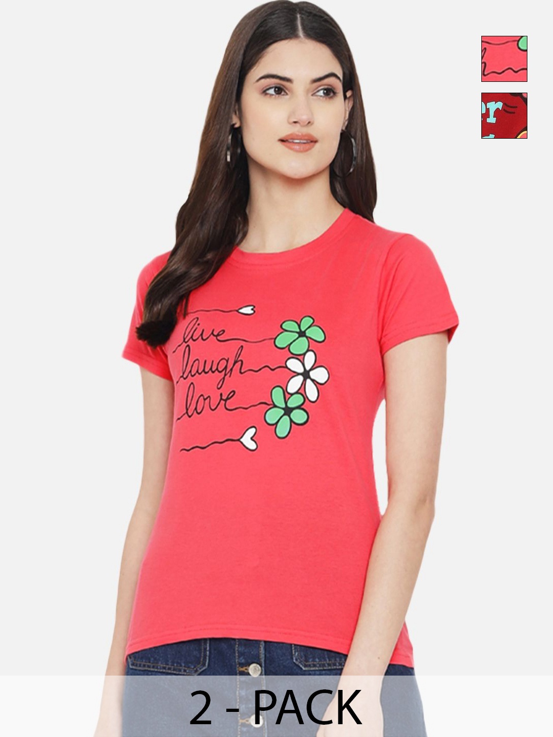 Tromko Women Pack of 2 Typography Printed Round Neck Cotton Regular Fit T-shirts, Pink
Tromko Women Pack of 2 Typography Printed Round Neck Cotton Regular Fit T-shirts, Pink