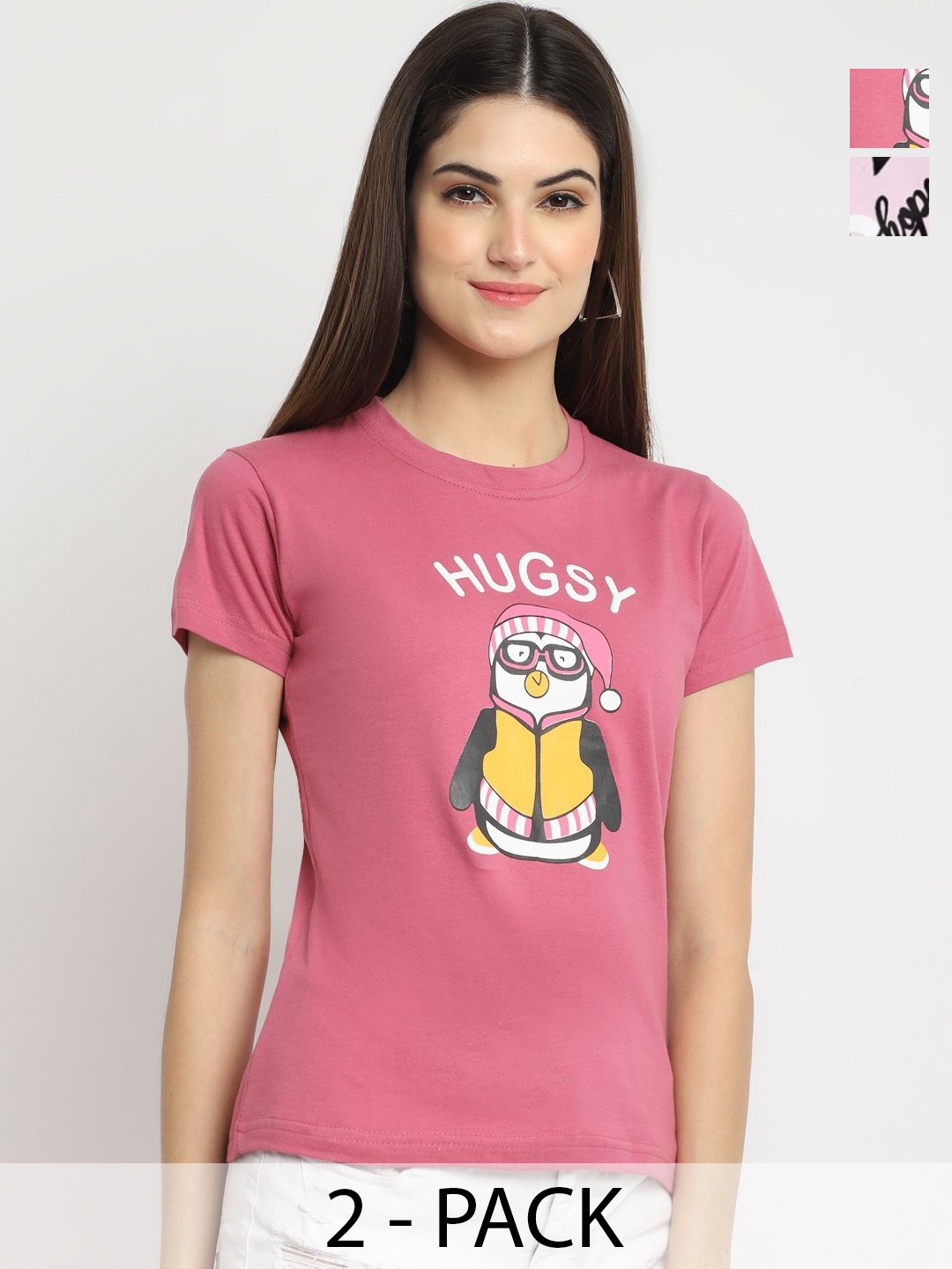 Tromko Women Pack of 2 Typography Printed Round Neck Cotton Regular Fit T-shirts, Pink
Tromko Women Pack of 2 Typography Printed Round Neck Cotton Regular Fit T-shirts, Pink