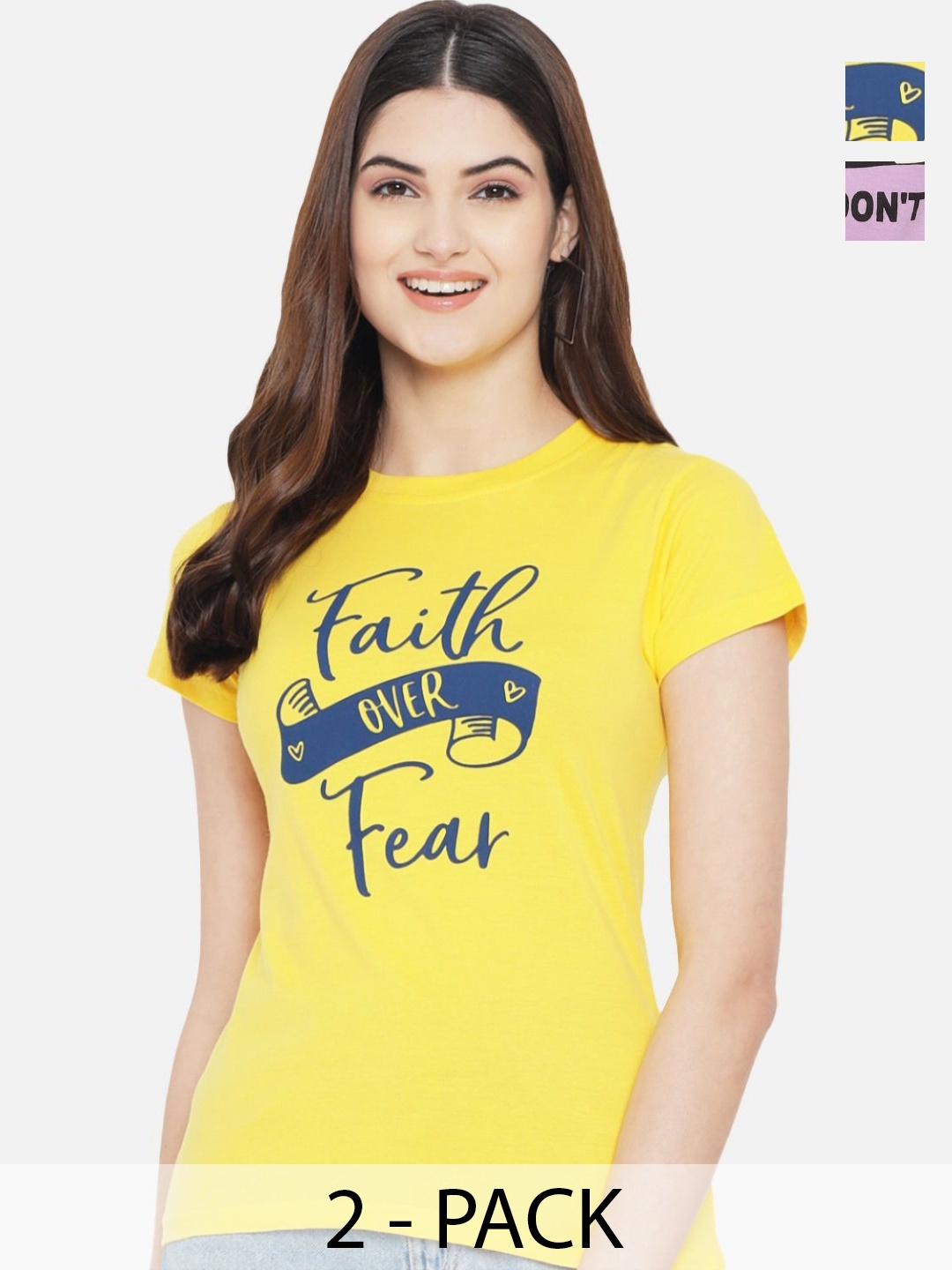 Tromko Women Pack of 2 Typography Printed Round Neck Cotton Regular Fit T-shirts, Yellow
Tromko Women Pack of 2 Typography Printed Round Neck Cotton Regular Fit T-shirts, Yellow