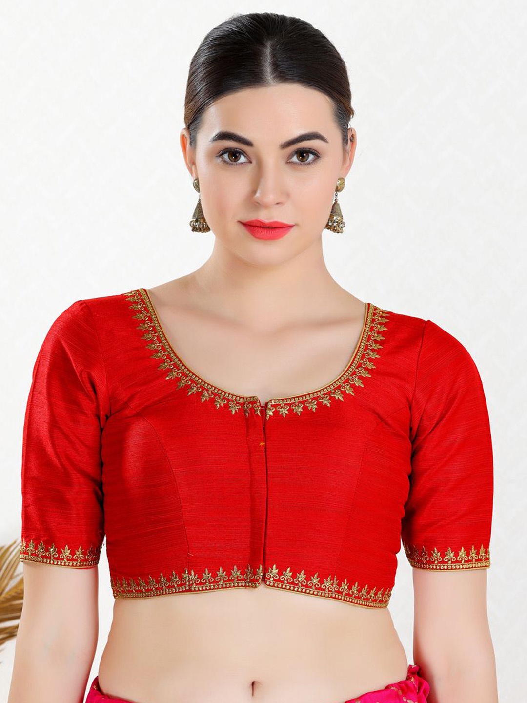 Vamas-The Designer Blouses Women Embroidered Women Round Neck Padded Saree Blouse, Red
Vamas-The Designer Blouses Women Embroidered Women Round Neck Padded Saree Blouse, Red