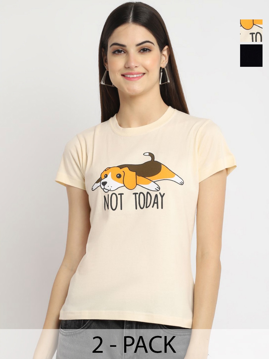 Tromko Women Pack of 2 Typography Printed Round Neck Cotton Regular Fit T-shirts, Beige
Tromko Women Pack of 2 Typography Printed Round Neck Cotton Regular Fit T-shirts, Beige