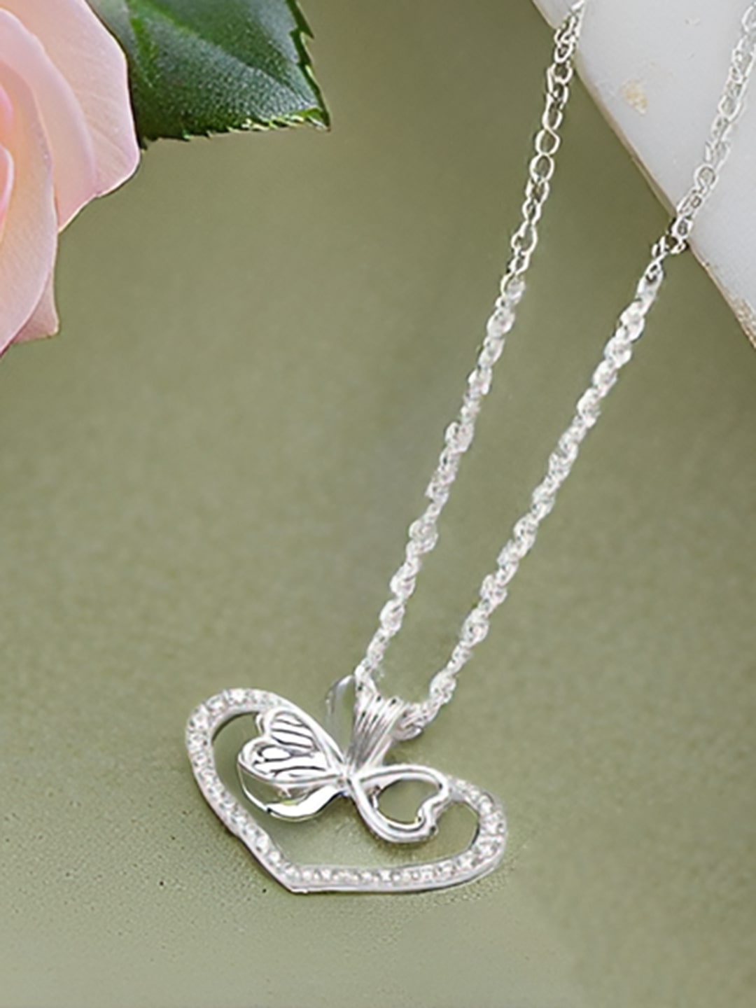 MAIRA 925 Sterling Cubic Zirconia Rhodium-Plated Heart Shaped Pendants With Chains, Silver
MAIRA 925 Sterling Cubic Zirconia Rhodium-Plated Heart Shaped Pendants With Chains, Silver