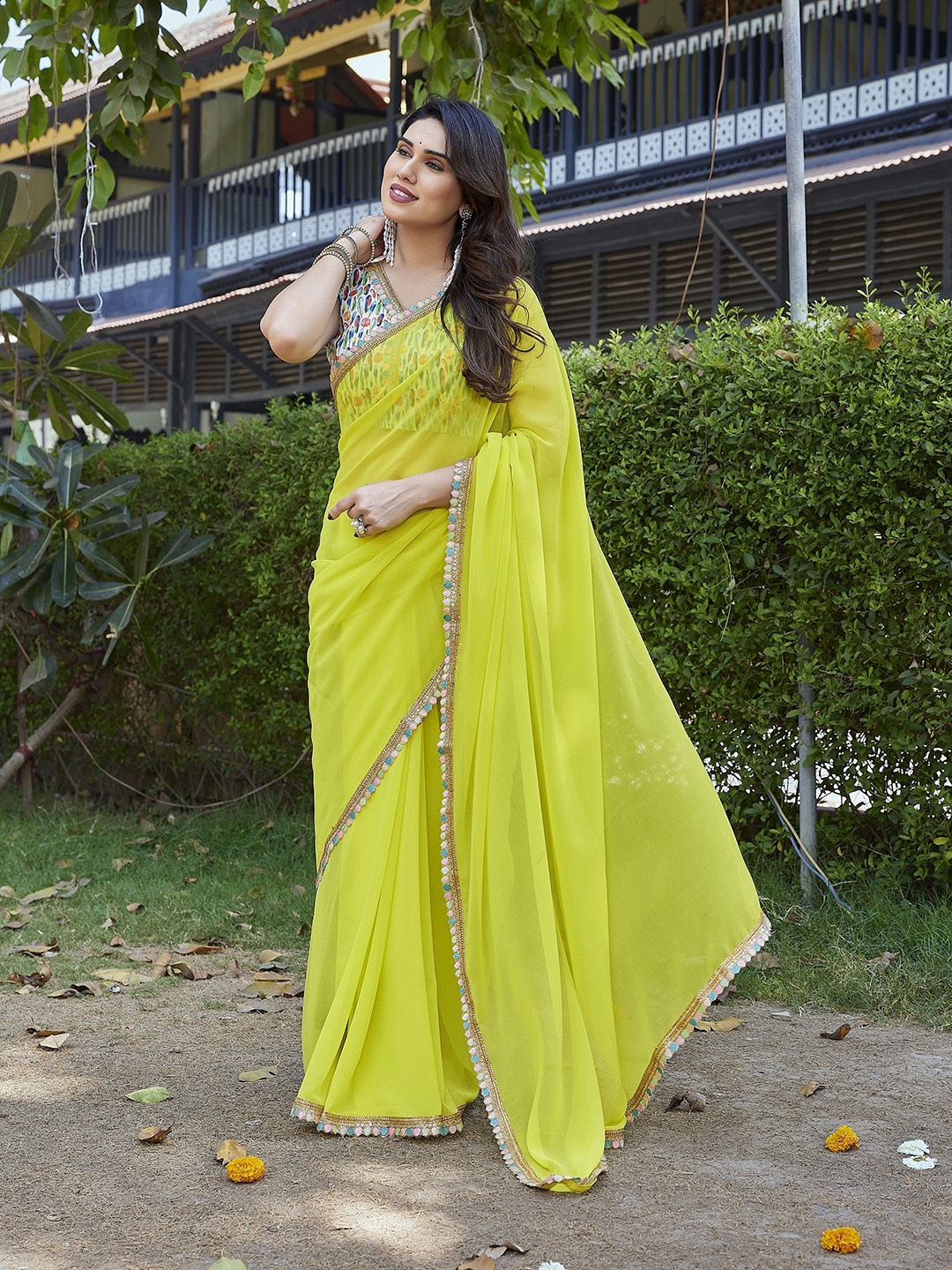 Nirmohi Fashion Embroidered Pure Georgette Saree With Unstitched Blosue Piece, Yellow
Nirmohi Fashion Embroidered Pure Georgette Saree With Unstitched Blosue Piece, Yellow