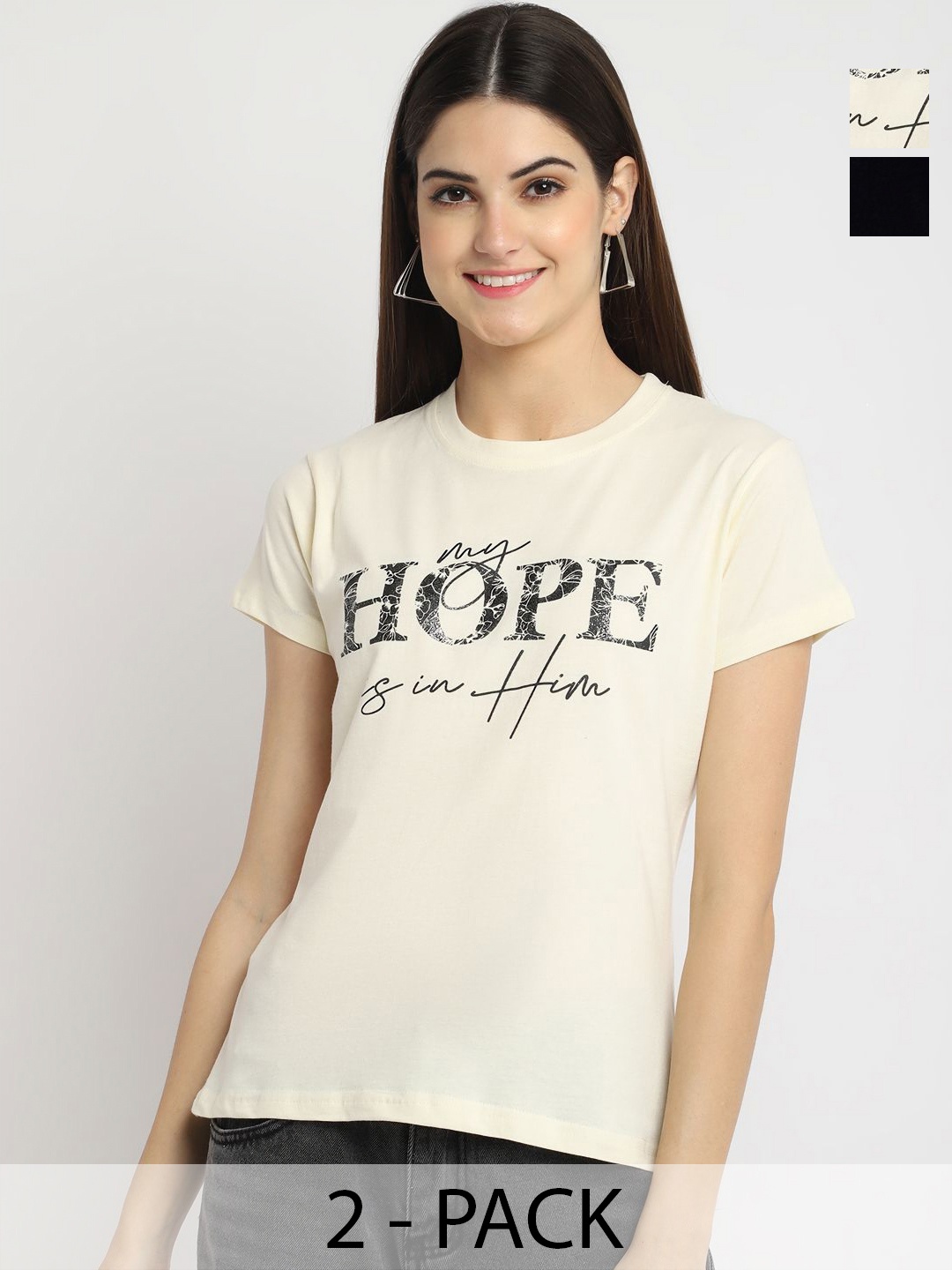 Tromko Women Pack of 2 Typography Printed Round Neck Cotton Regular Fit T-shirts, Beige
Tromko Women Pack of 2 Typography Printed Round Neck Cotton Regular Fit T-shirts, Beige