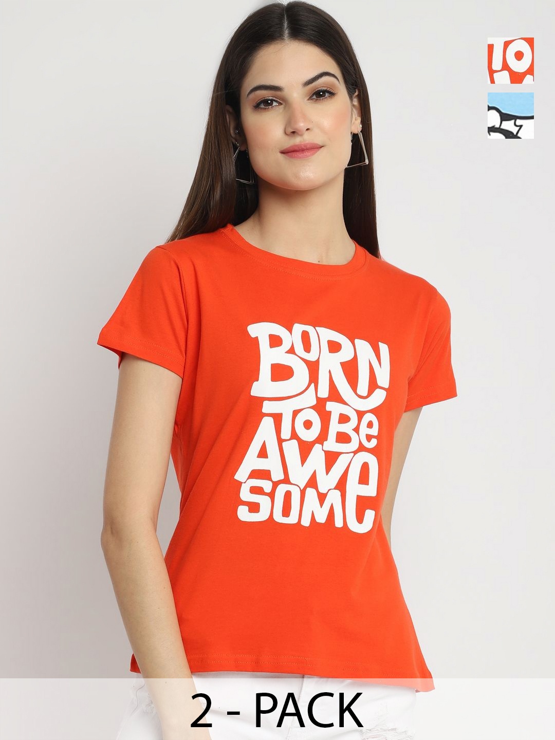 Tromko Women Pack of 2 Typography Printed Round Neck Cotton Regular Fit T-shirts, Orange
Tromko Women Pack of 2 Typography Printed Round Neck Cotton Regular Fit T-shirts, Orange