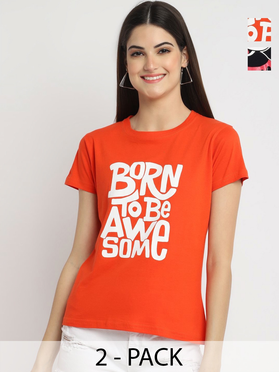 Tromko Women Pack of 2 Typography Printed Round Neck Cotton Regular Fit T-shirts, Orange
Tromko Women Pack of 2 Typography Printed Round Neck Cotton Regular Fit T-shirts, Orange