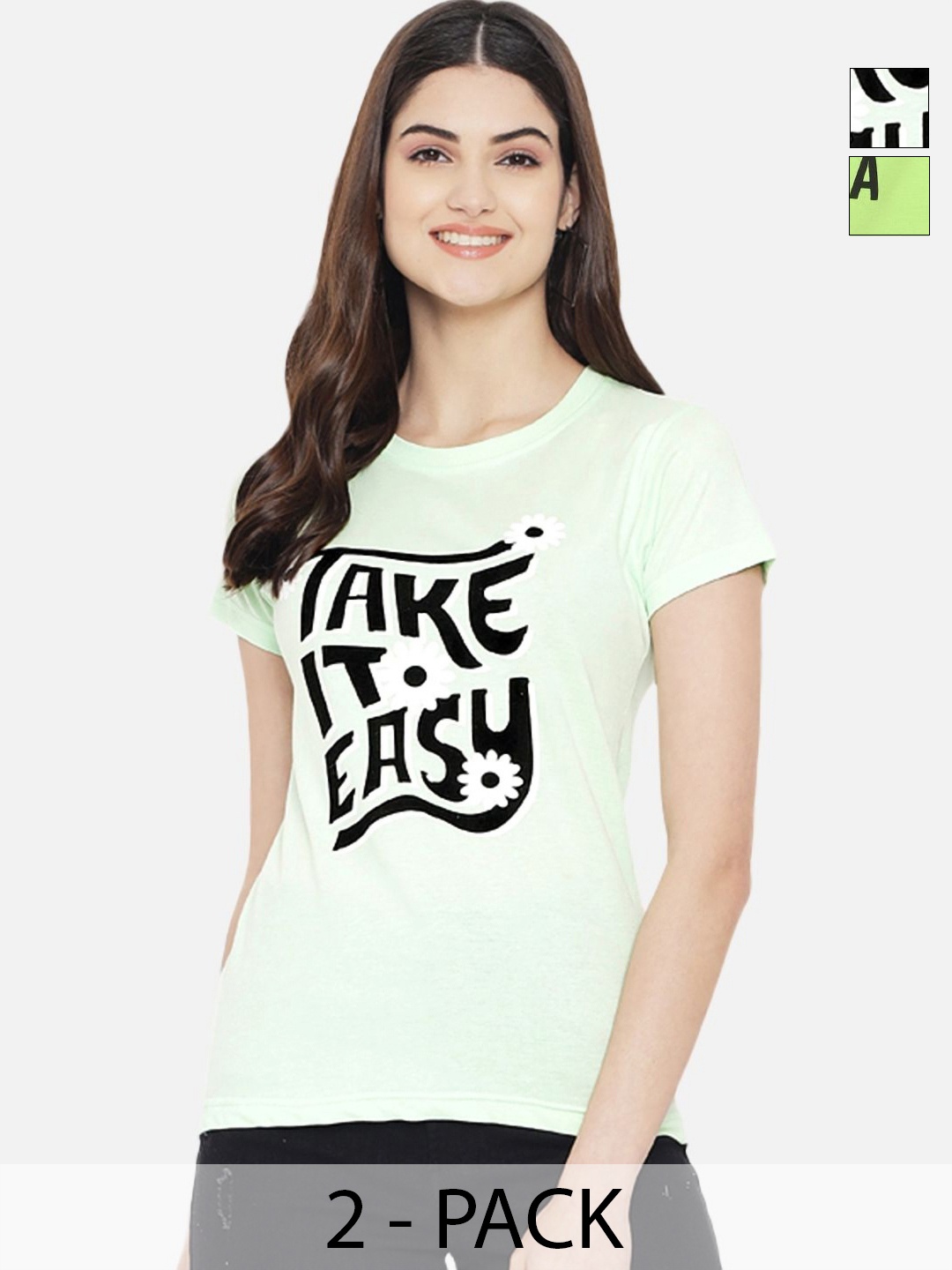 Tromko Women Pack of 2 Typography Printed Round Neck Cotton Regular Fit T-shirts, White
Tromko Women Pack of 2 Typography Printed Round Neck Cotton Regular Fit T-shirts, White