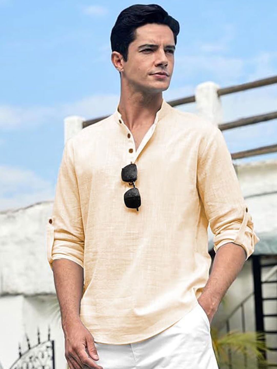 EdinWolf Men India Slim Fit Mandarin Collar Solid Cotton Casual Shirt, Beige
EdinWolf Men India Slim Fit Mandarin Collar Solid Cotton Casual Shirt, Beige