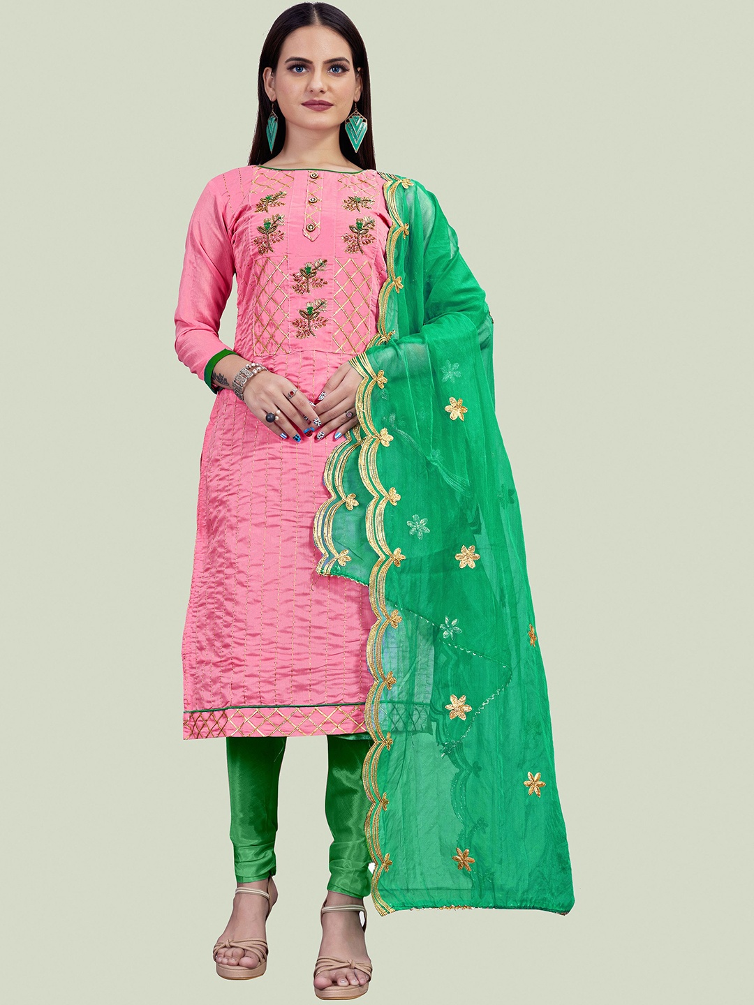HERE&NOW Floral Embroidered Beads & Stones Chanderi Cotton Unstitched Dress Material, Pink
HERE&NOW Floral Embroidered Beads & Stones Chanderi Cotton Unstitched Dress Material, Pink
