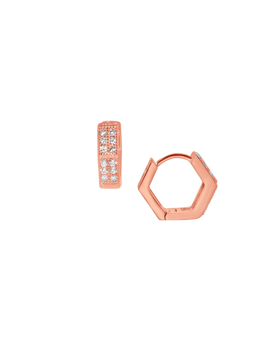 925 SILLER 925 Sterling Silver Rhodium-Plated CZ Studded Hoop Earrings, Rose gold
925 SILLER 925 Sterling Silver Rhodium-Plated CZ Studded Hoop Earrings, Rose gold
