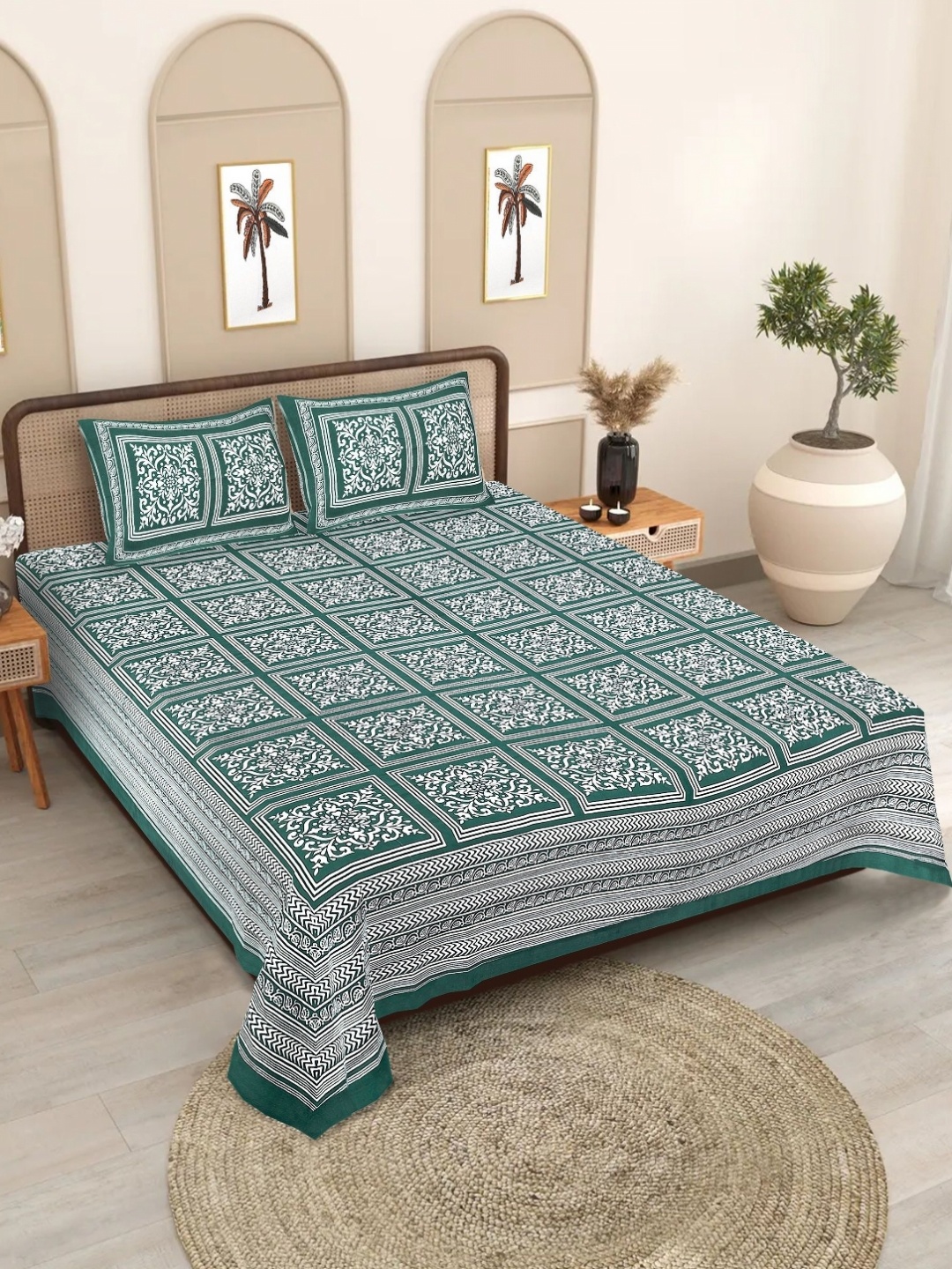 Texstylers Green Ethnic Motifs Printed Cotton 186TC Queen Size Bedsheet Set 2.08m x 2.28m
Texstylers Green Ethnic Motifs Printed Cotton 186TC Queen Size Bedsheet Set 2.08m x 2.28m