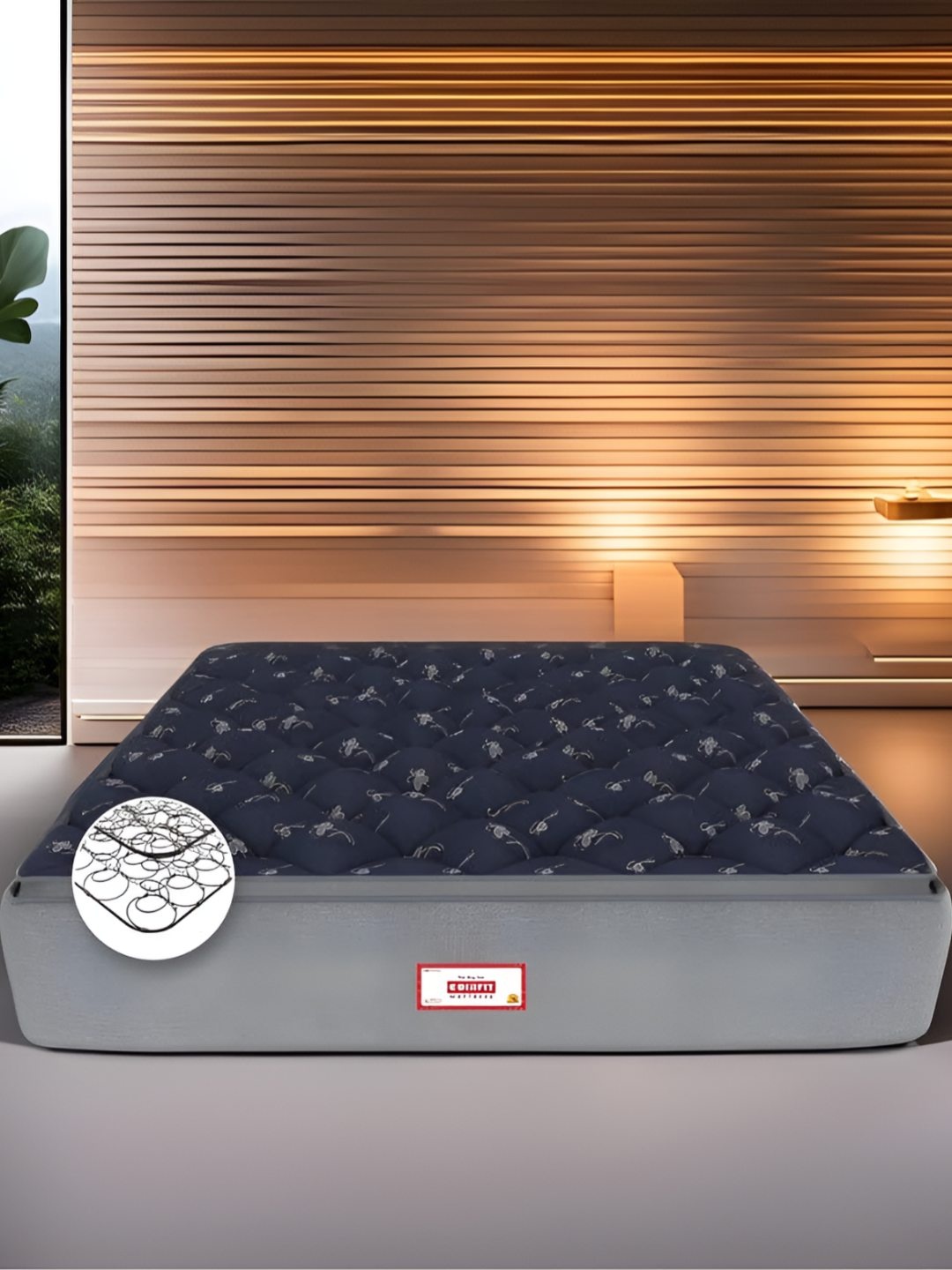 COIRFIT Blue & Grey Printed Quilted Rust Resistant Medium Firm Queen Size Spring Mattress
COIRFIT Blue & Grey Printed Quilted Rust Resistant Medium Firm Queen Size Spring Mattress