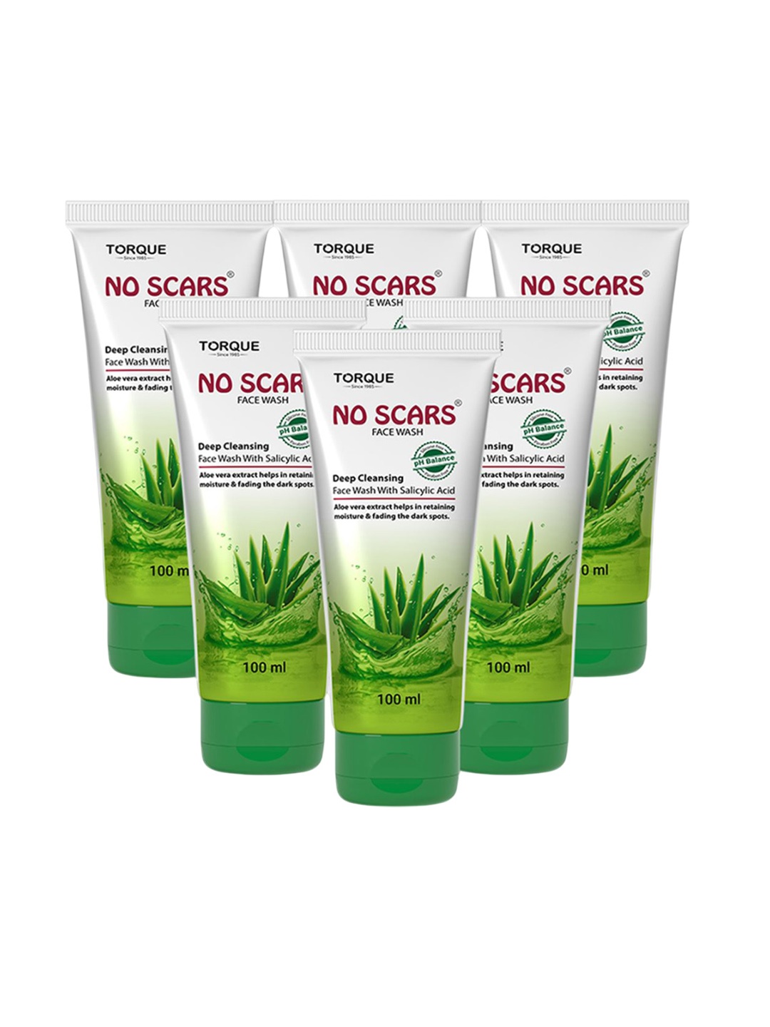 NO SCARS Set Of 6 Alovera Deep Cleansing Salicylic Acid Face Wash - 100 ml Each, White
NO SCARS Set Of 6 Alovera Deep Cleansing Salicylic Acid Face Wash - 100 ml Each, White