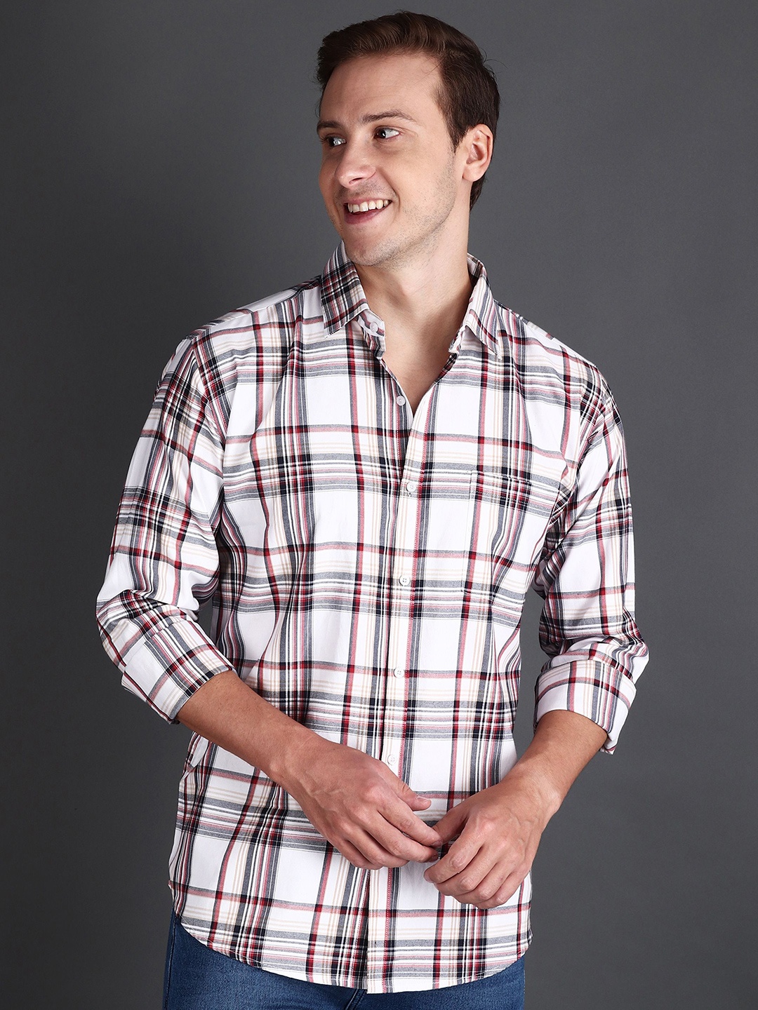 APPEL TOUCH Men Comfort Tailored Fit Tartan Checks Opaque Checked Casual Shirt, White
APPEL TOUCH Men Comfort Tailored Fit Tartan Checks Opaque Checked Casual Shirt, White