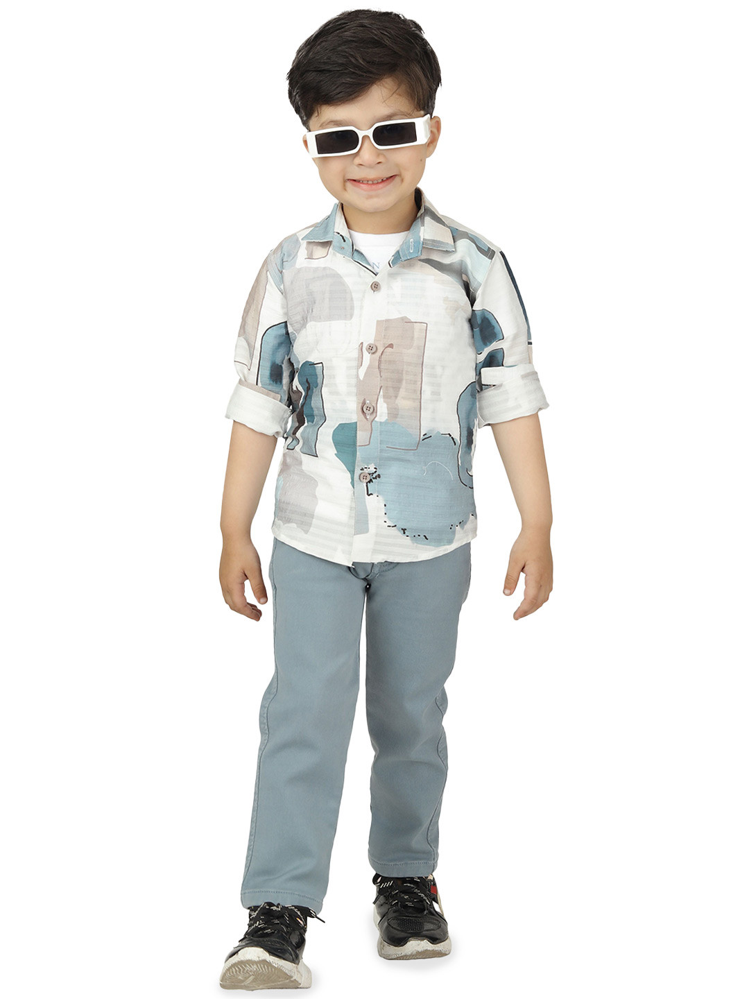 DOTSON Boys Printed T-shirt & Shirt With Trousers, Blue
DOTSON Boys Printed T-shirt & Shirt With Trousers, Blue